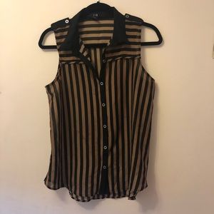 Striped button front tank